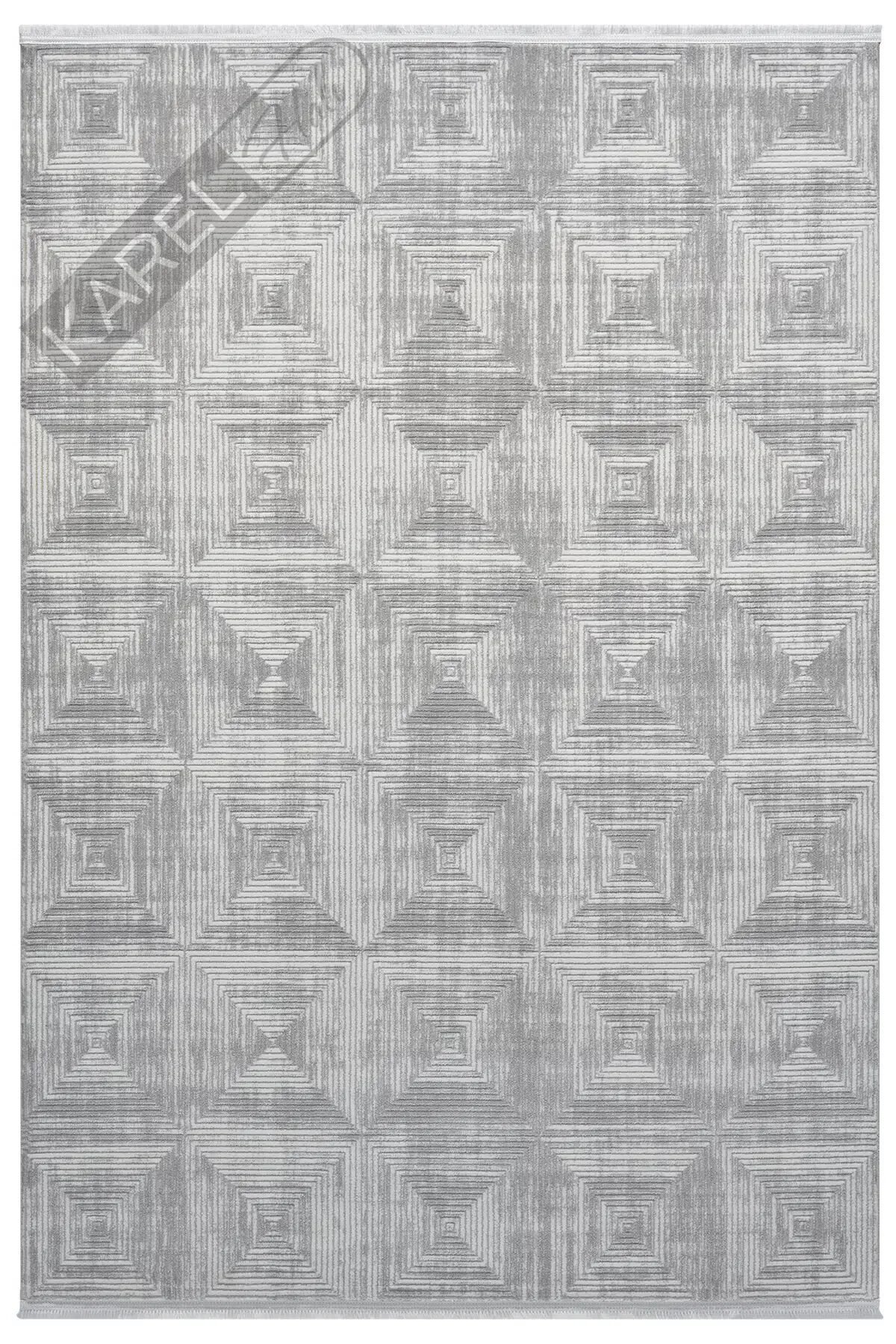 Seyran Halı Roma 422 Gri Akrilik Saçaklı Premium Halı