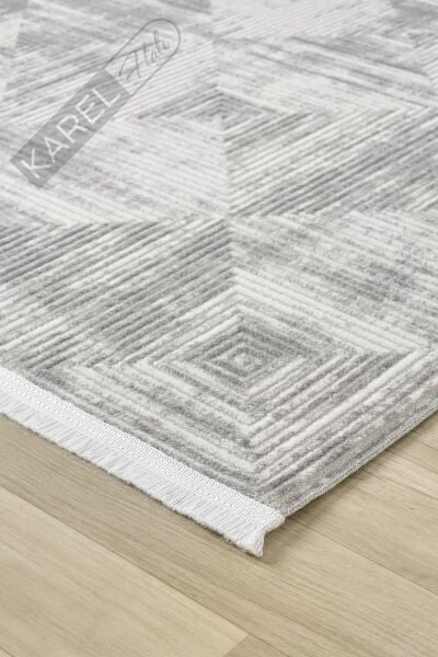 Seyran Halı Roma 422 Gri Akrilik Saçaklı Premium Halı