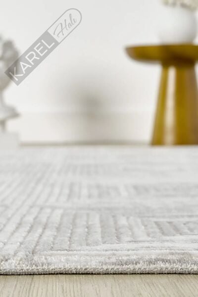 Seyran Halı Roma 422 Gri Akrilik Saçaklı Premium Halı