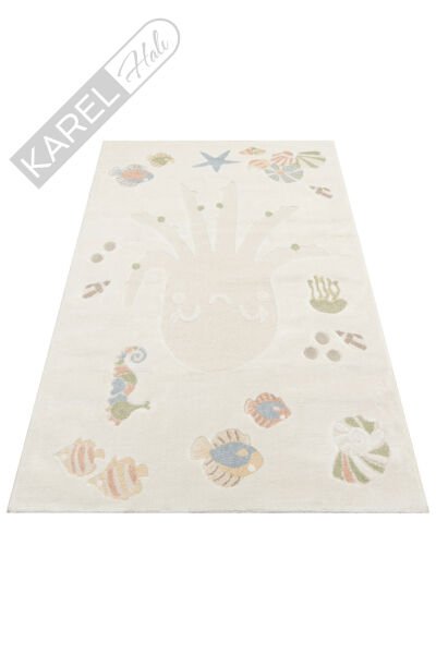 Bambino BMB01 Krem Multi Pastel Renkli Hayvan Temalı Hav ve Toz Vermeyen Çocuk Halısı