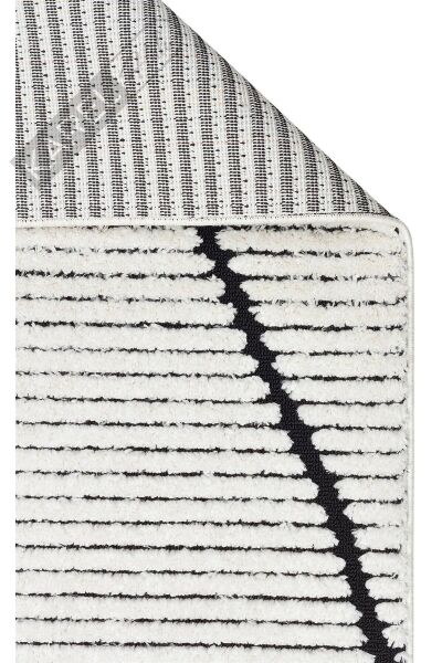 TERAZZO TRZ 07 WHITE BLACK Hav Toz Vermez Yumuşak Dokulu Etnik Örgü Desenlere Sahip Modern İskindin