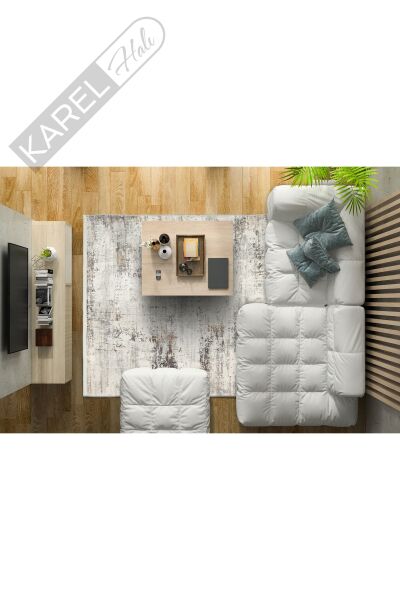 Lagos Lgs 01 Cream Sılver Hav Toz Vermez Antibakteriyel Modern Makine Halısı