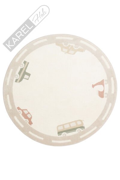 Piccolo PCL01 Krem Multi Pastel Renkli Araba Temalı Hav ve Toz Vermeyen Çocuk Halısı