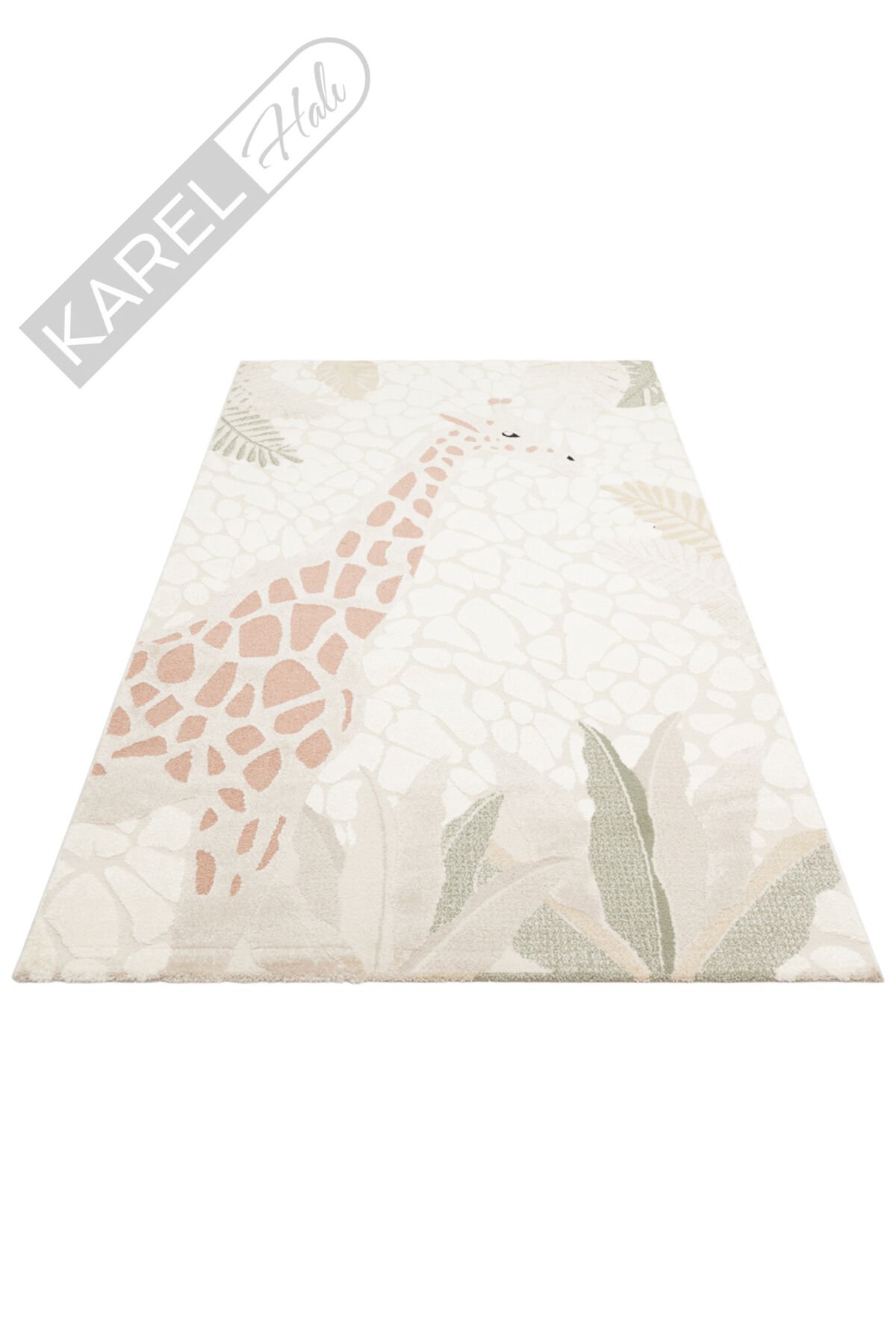 Piccolo PCL08 Krem Multi Pastel Renkli Zebra Temalı Hav ve Toz Vermeyen Çocuk Halısı