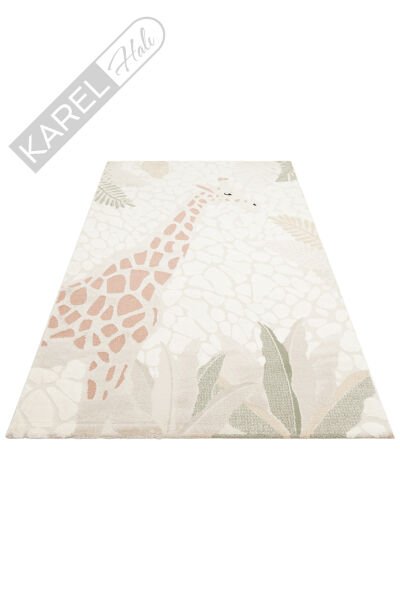 Piccolo PCL08 Krem Multi Pastel Renkli Zebra Temalı Hav ve Toz Vermeyen Çocuk Halısı