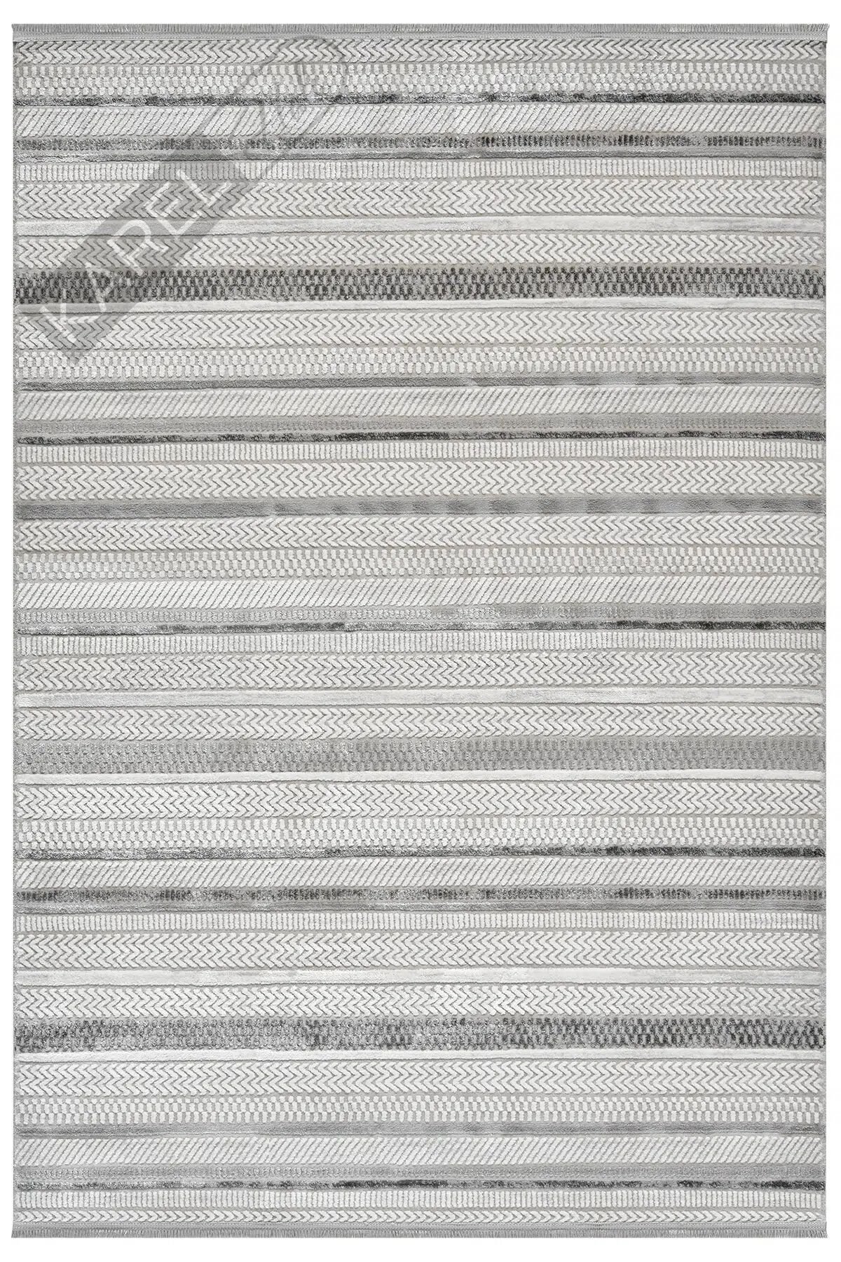 Seyran Halı Roma 428 Gri Akrilik Saçaklı Premium Halı