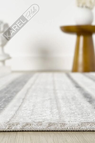 Seyran Halı Roma 428 Gri Akrilik Saçaklı Premium Halı