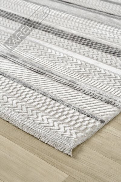 Seyran Halı Roma 428 Gri Akrilik Saçaklı Premium Halı