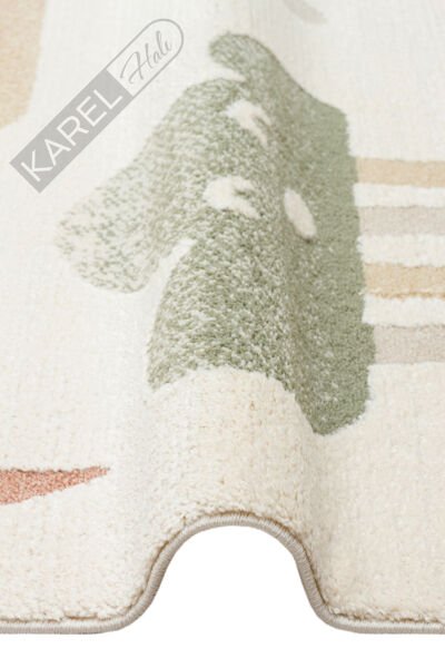 Piccolo PCL06 Krem Multi Pastel Renkli Hayvan Temalı Hav ve Toz Vermeyen Çocuk Halısı