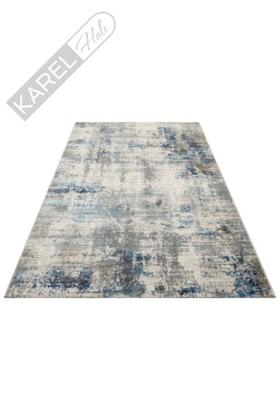 Lagos Lgs 09 Cream Blue Hav Toz Vermez Eskitme Desenli Modern Makine Halısı