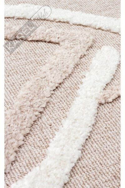 TERAZZO TRZ 03 BEIGE WHITE Hav Toz Vermez Yumuşak Dokulu Etnik Örgü Desenlere Sahip Modern İskindin
