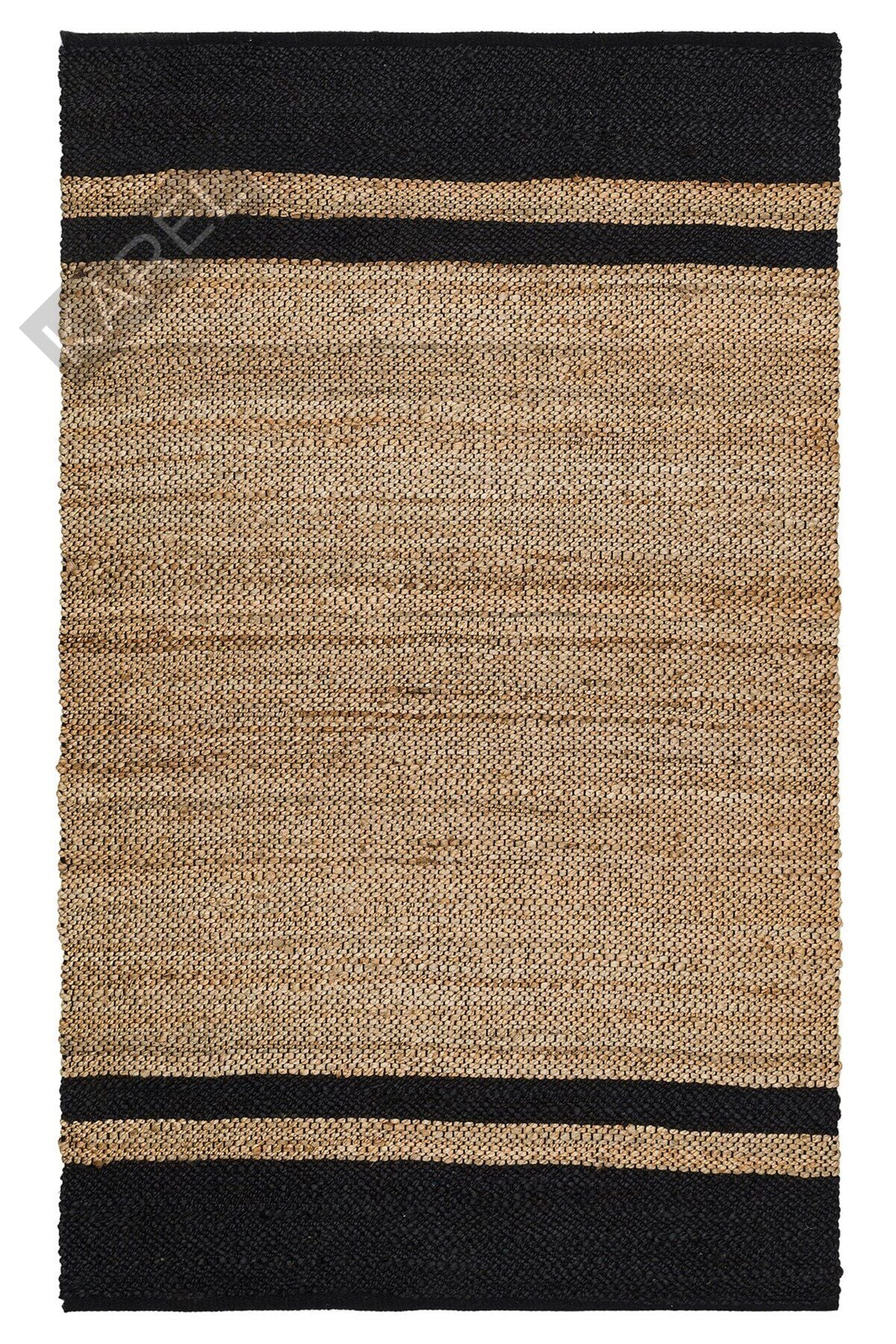 ECHO ECH 07 NATURAL BLACK  El Dokuma Naturel Jüt Hasır Halı