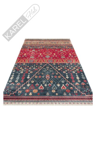 Zara Zr 17 Navy Multy Otantik Desenli El Emeği Ile Özel Tezgahlarda Üretilen Modern Uşak Halısı