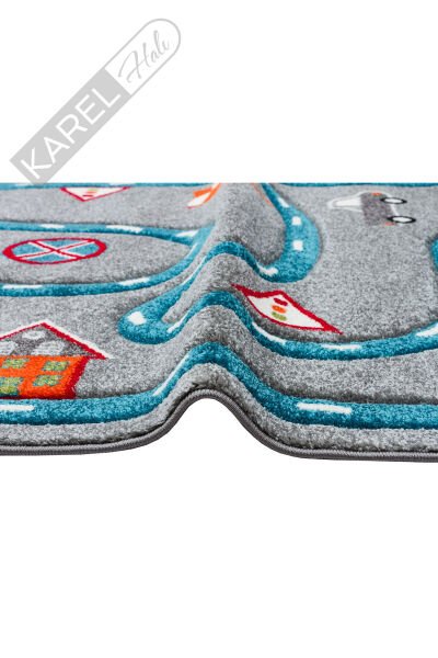 EKO KIDS KDS 19 GREY BLUE ARABA YOLU DESENLİ ÇOCUK HALISI