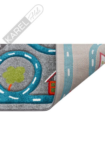 EKO KIDS KDS 19 GREY BLUE ARABA YOLU DESENLİ ÇOCUK HALISI