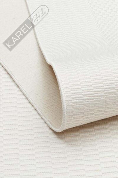 MONO LUX MNO LUX 01 WHITE Kaymaz Tabanlı Modern Desenlere Sahip İnce Halı