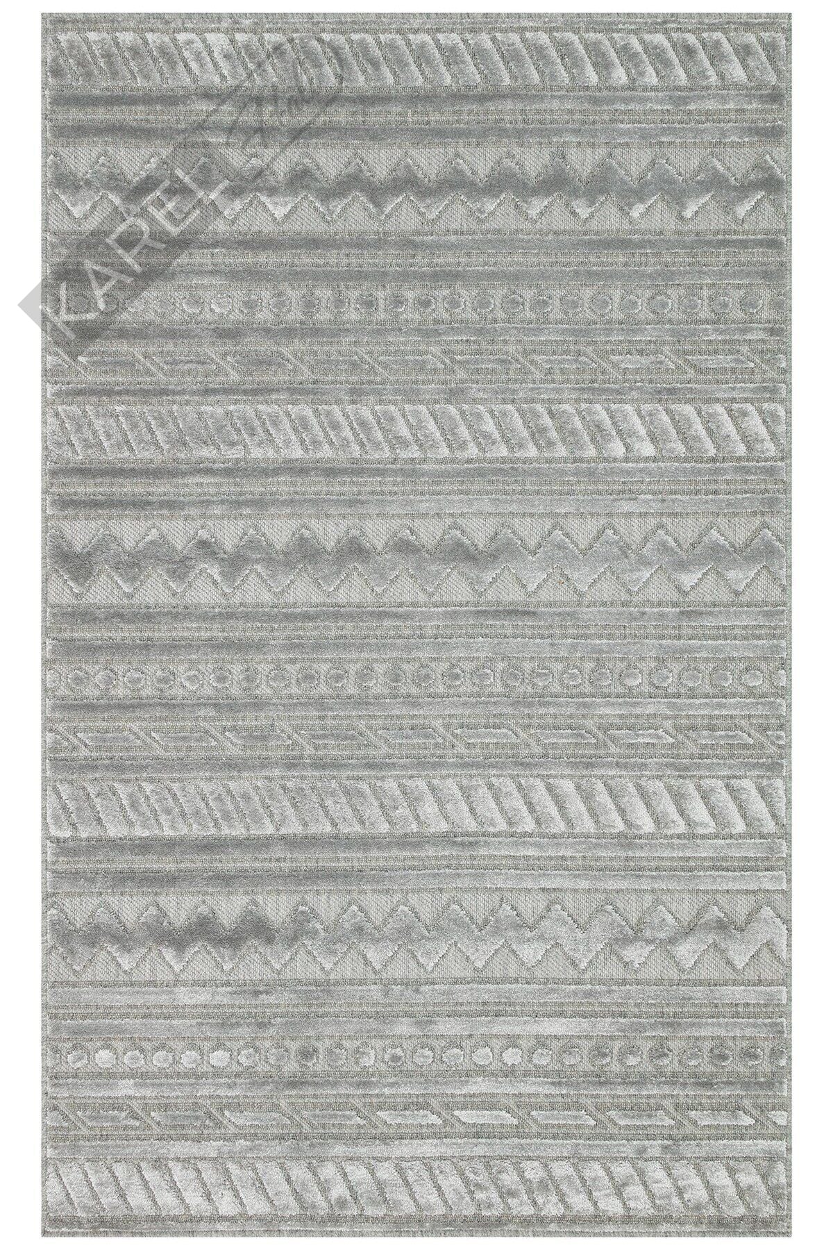 ZENITH ZNT 06 GREY  Yüksek Alçak Dokulu Naturel Yün ve Viskon Modern Dokuma Halı
