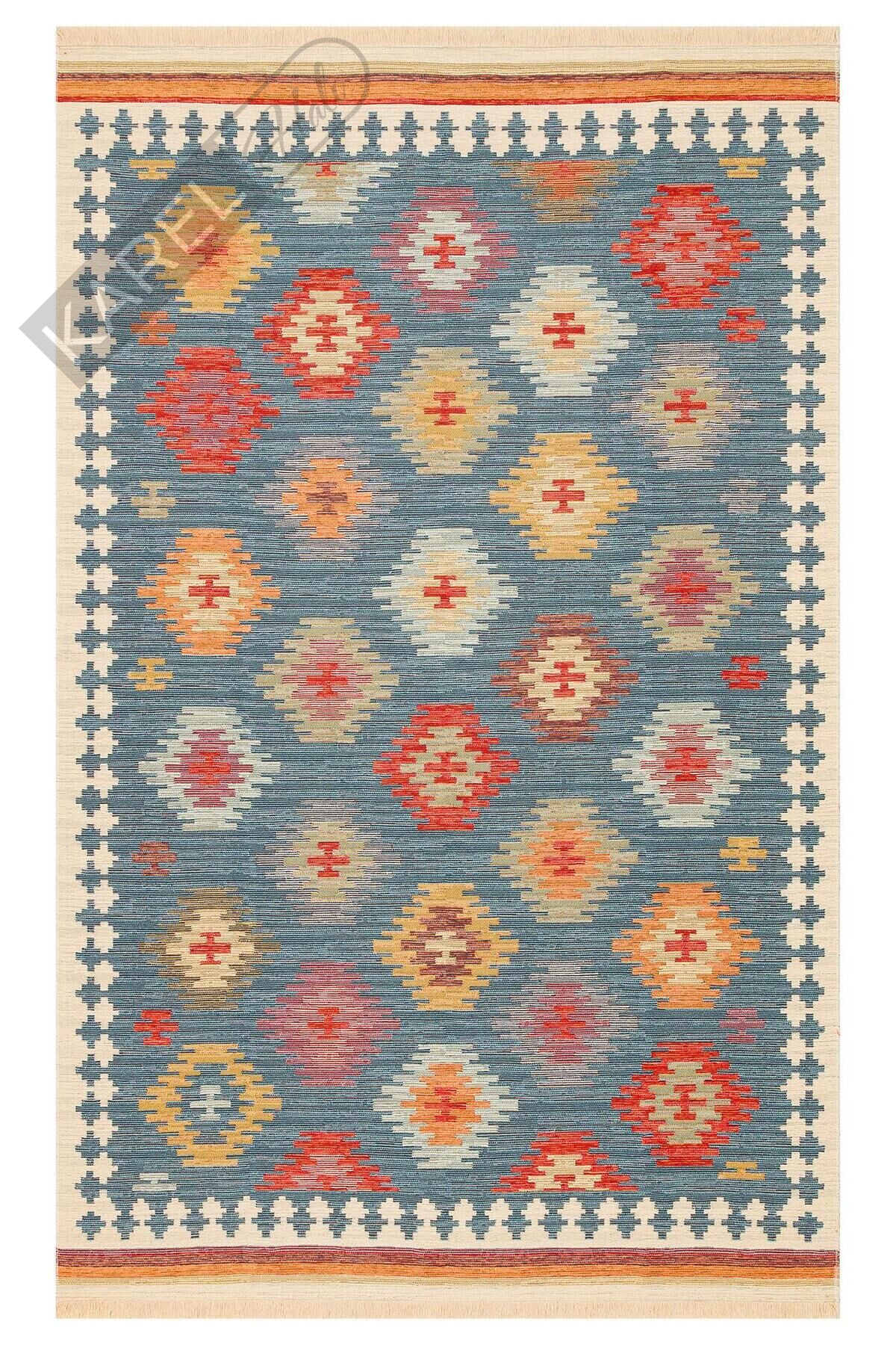 NOMAD NMD 04 NAVY Yıkanabilir, Çift Taraflı Kullanıma Uygun Yumuşak Tuşeli Otantik Kilim