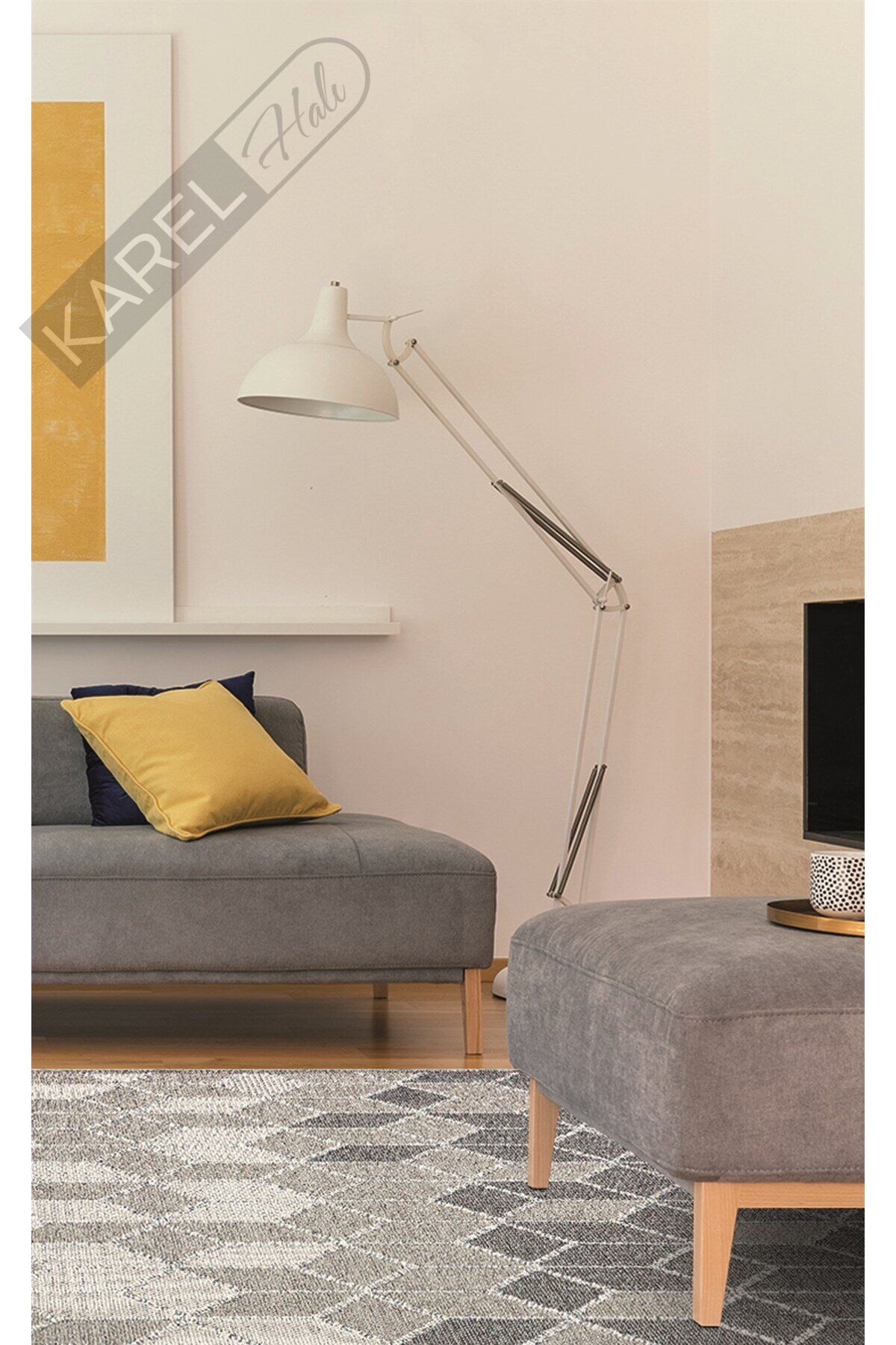 SOHO SH 03 GREY  Hav Toz Vermez Hasır Dokuma Modern Makine Halısı