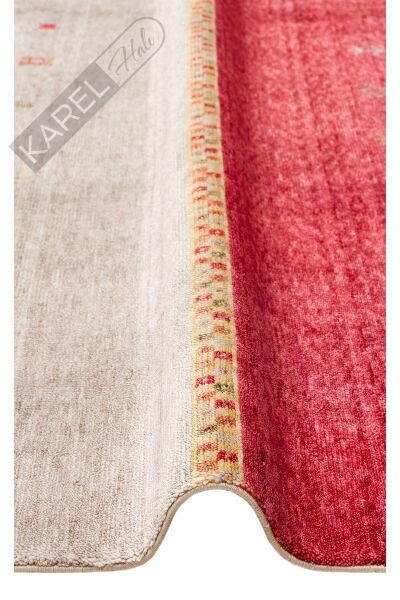 Zara Zr 11 Red Autumn Otantik Desenli Özel Hav Vermeyen Ve Kolay Temizlenebilir Bambu Viskon