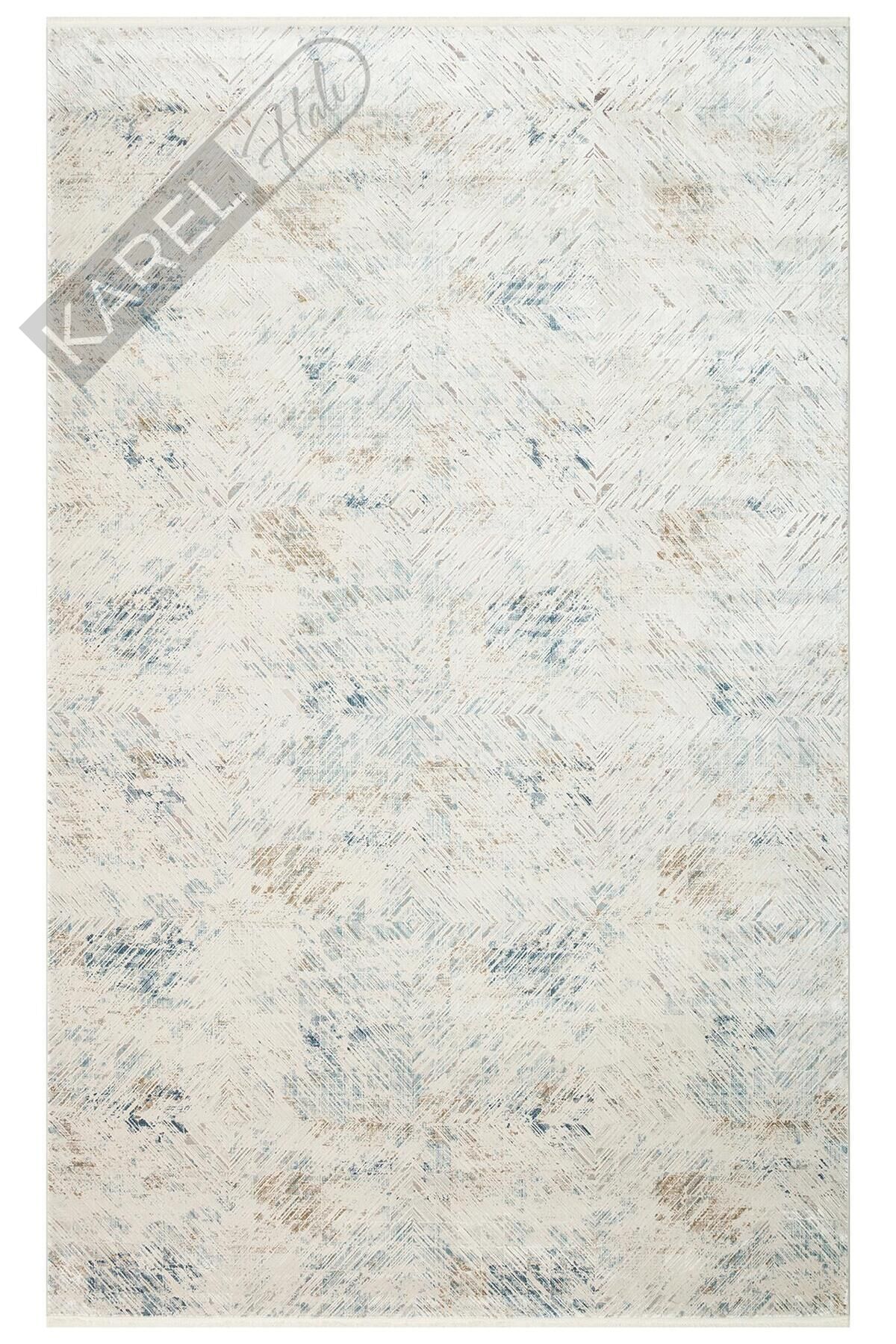 PALMIRA PLM 03 CREAM BLUE Yüksek Kaliteli Sık Dokuma Modern Salon Halısı