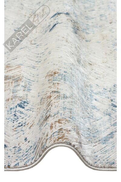PALMIRA PLM 03 CREAM BLUE Yüksek Kaliteli Sık Dokuma Modern Salon Halısı