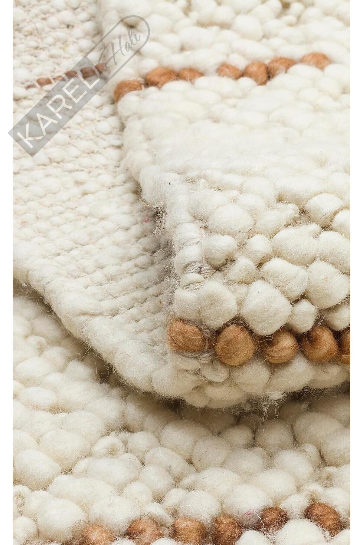 JADE JD 06 NATURAL Naturel Kazak Örgü Desenli El Dokuma Örgü Halı