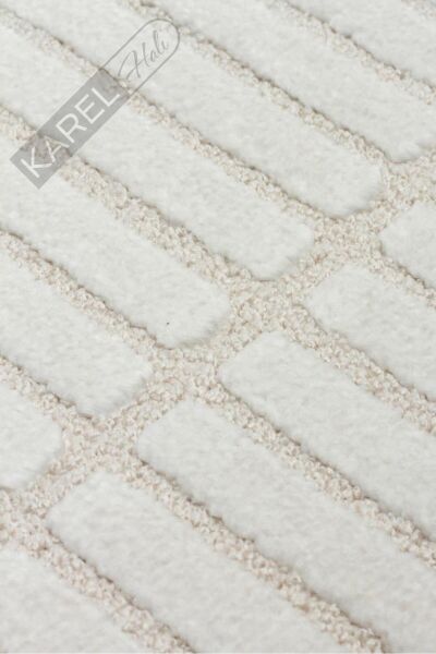 ADEL ADL 01 CREAM Yüksek Alçak Dokulu Yumuşak Tuşeli Modern Makine Halısı