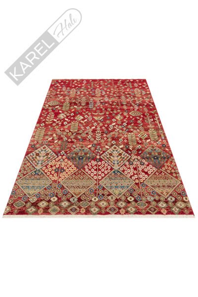 Kybele KYB01 Kırmızı Sıcak Renk Tonlu Otantik Makine Halısı