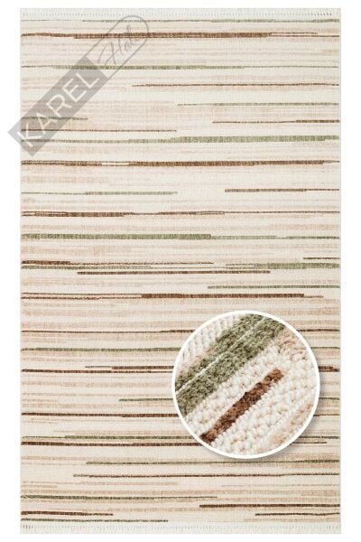 JOY JOY 01 GREEN BROWN Hav Toz Vermeyen Yumuşak dokulu Modern Makine Halısı