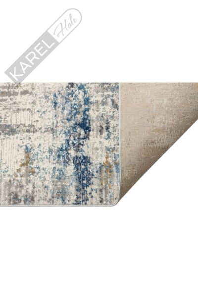 Lagos Lgs 09 Cream Blue Hav Toz Vermez Eskitme Desenli Modern Makine Halısı