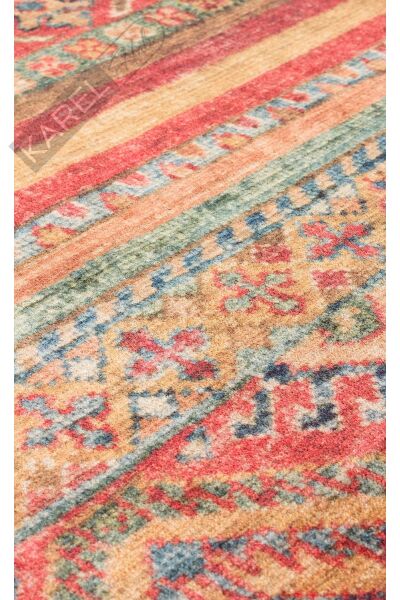 Antique Atk 05 Multy Yıkanabilir Modern Ve Etnik Desenli Kaymaz Tabanlı Makine Halısı