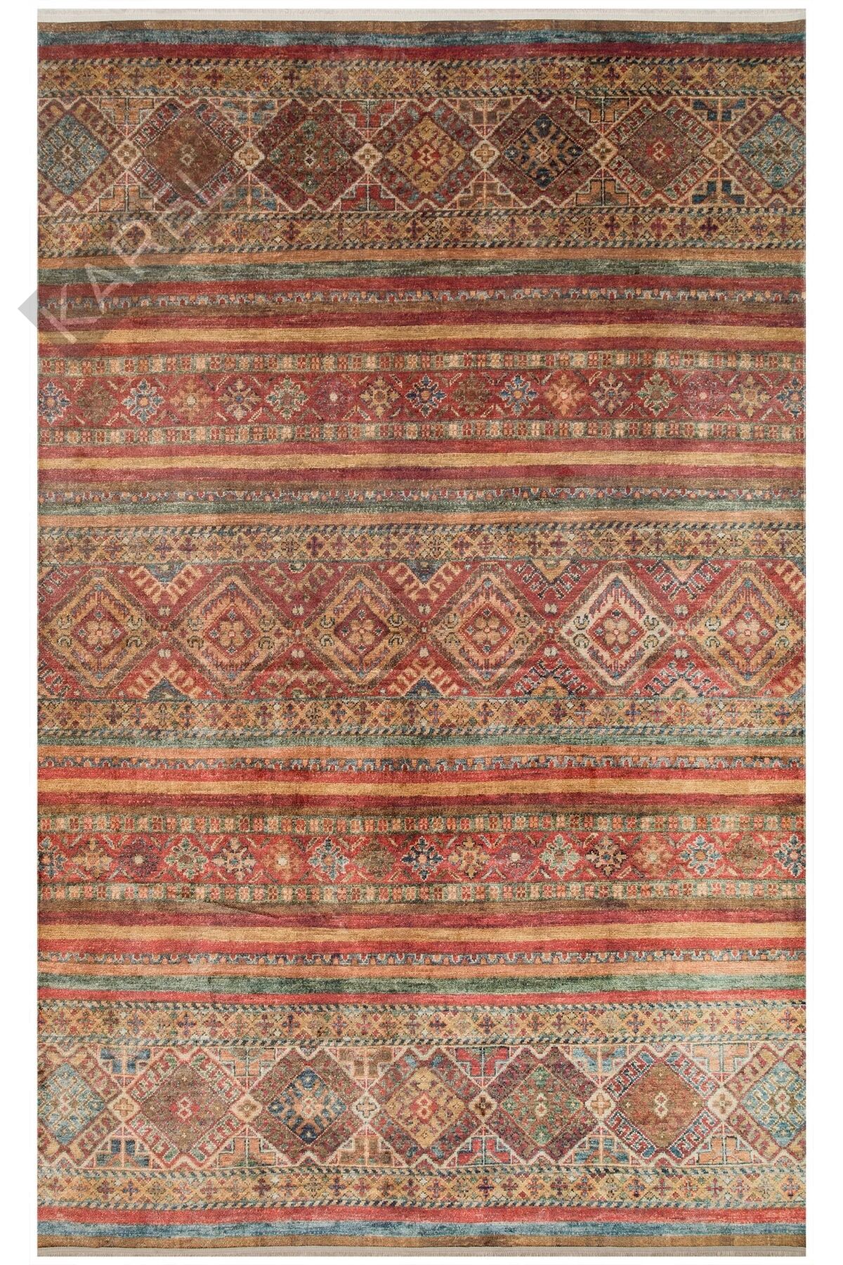 Antique Atk 05 Multy Yıkanabilir Modern Ve Etnik Desenli Kaymaz Tabanlı Makine Halısı