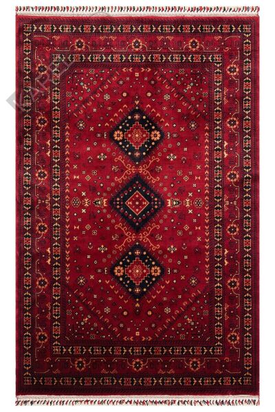 NOSTALJI 961 RED Afgan / Yağcıbedir Desenli El Emeği ile Özel Tezgahlarda Üretilen Tensel Uşak Halı