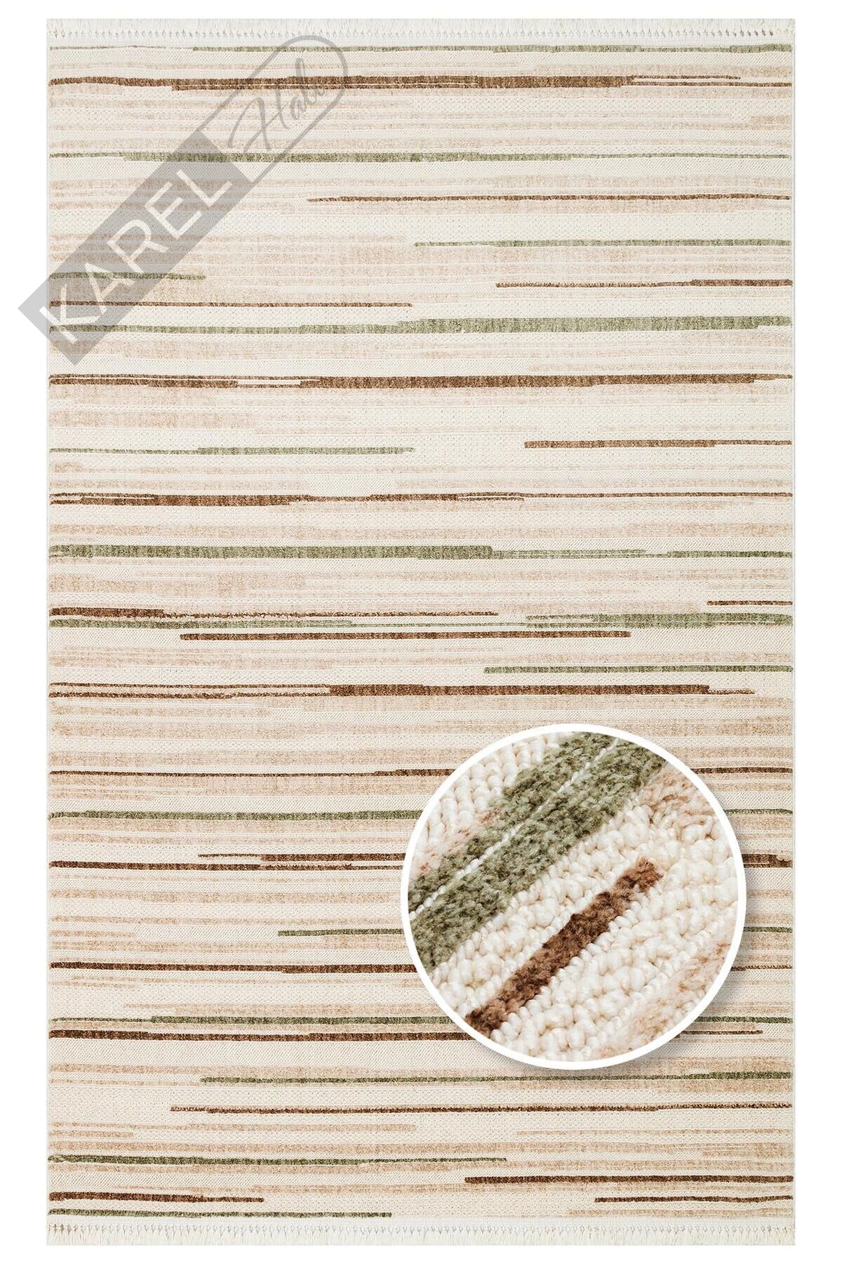 JOY JOY 01 GREEN BROWN Hav Toz Vermeyen Yumuşak dokulu Modern Makine Halısı