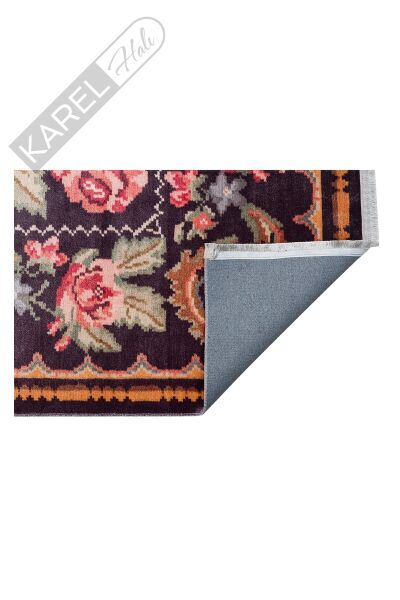 ANTIQUE ATK 02 BLACK Kolay kullanımlı Kaymaz Karabağ ve Antik Desenlere Sahip Yıkanabilir Makine Ha