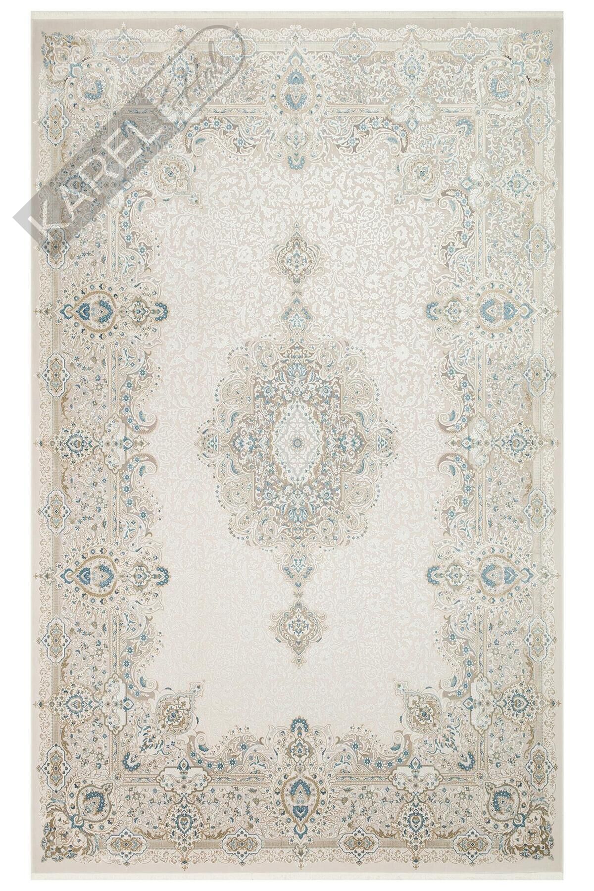 PALMIRA PLM 01 CREAM BLUE Yüksek Kaliteli Sık Dokuma Modern Salon Halısı