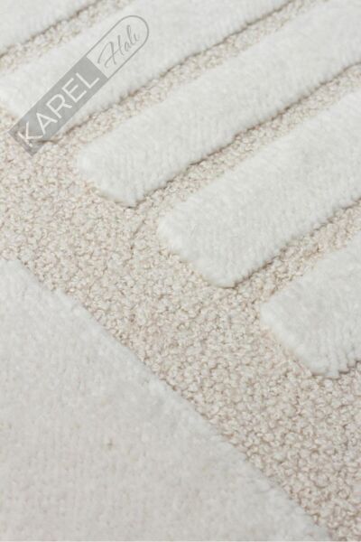 ADEL ADL 02 CREAM Yüksek Alçak Dokulu Yumuşak Tuşeli Modern Makine Halısı