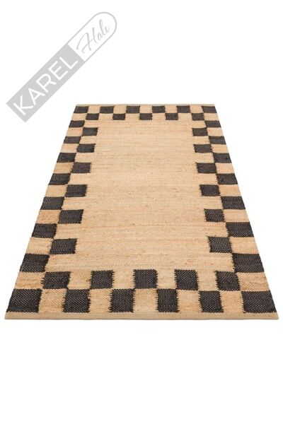 ECHO ECH 13 NATURAL BLACK XW Jüt ile Üretilen El Dokuma Sisal Kilim
