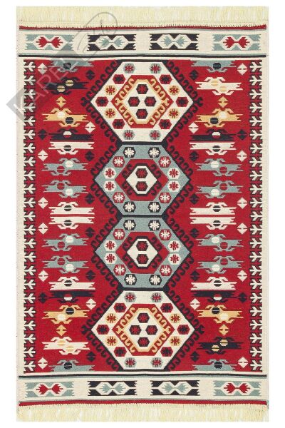ARYA AR 30 RED Yıkanabilir Çift Taraflı Modern Desenli Dokuma Kilim