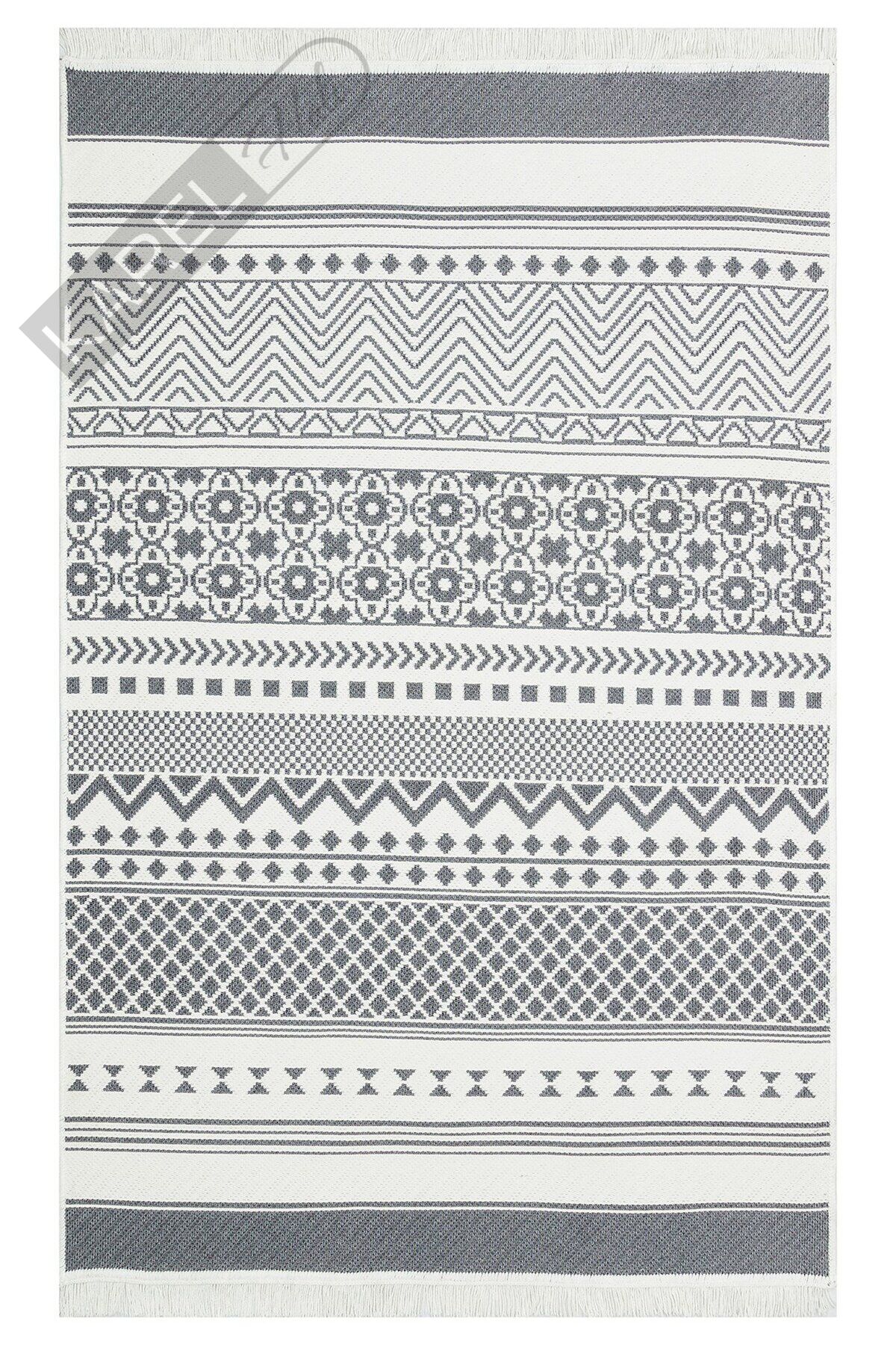 ARYA AR 07 GREY Yıkanabilir Çift Taraflı Modern Desenli Dokuma Kilim