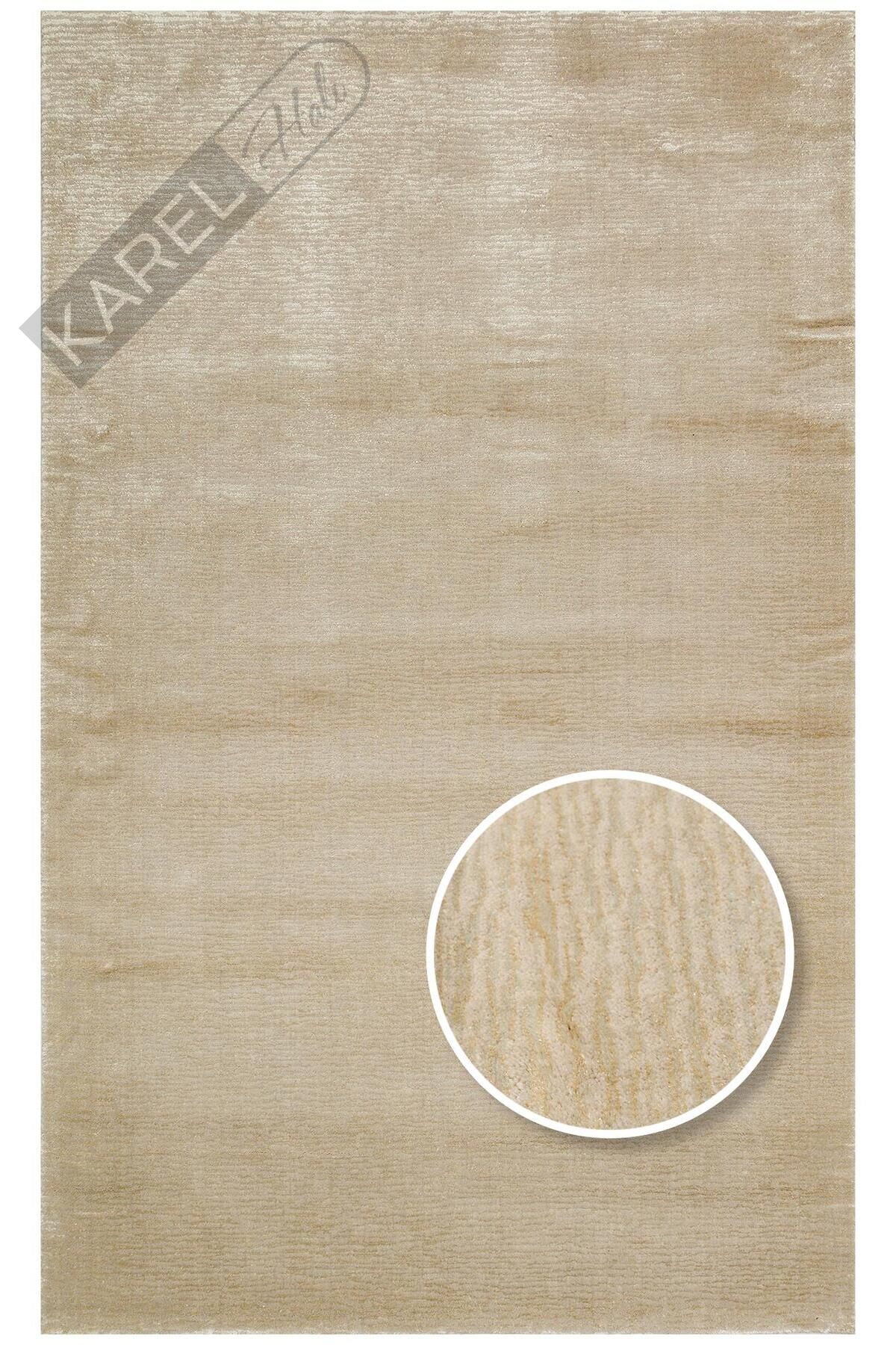 MAJESTY MJ 01 BEIGE Düz Desenli El Emeği ile Özel Tezgahlarda Üretilen Yün Viskon Tencel Uşak Halıs