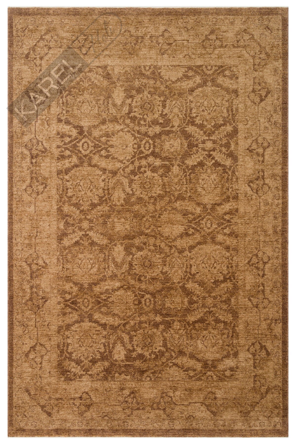 Shiraz SHR01 Bej Vintage Eskitme Desenli Modern Yumuşak Dokulu Makine Halısı