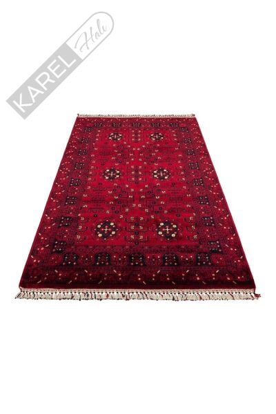 NOSTALJI 959 RED Afgan / Yağcıbedir Desenli El Emeği ile Özel Tezgahlarda Üretilen Tensel Uşak Halı