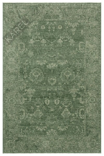 Shiraz SHR02 Yeşil Vintage Eskitme Desenli Modern Yumuşak Dokulu Makine Halısı