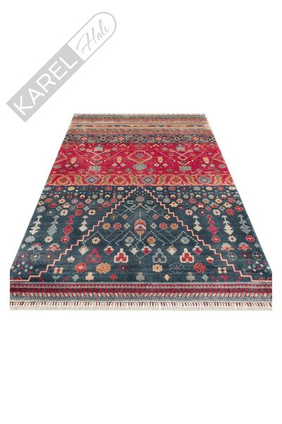 Zara Zr 17 Navy Multy Otantik Desenli El Emeği Ile Özel Tezgahlarda Üretilen Modern Uşak Halısı