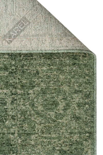 Shiraz SHR02 Yeşil Vintage Eskitme Desenli Modern Yumuşak Dokulu Makine Halısı