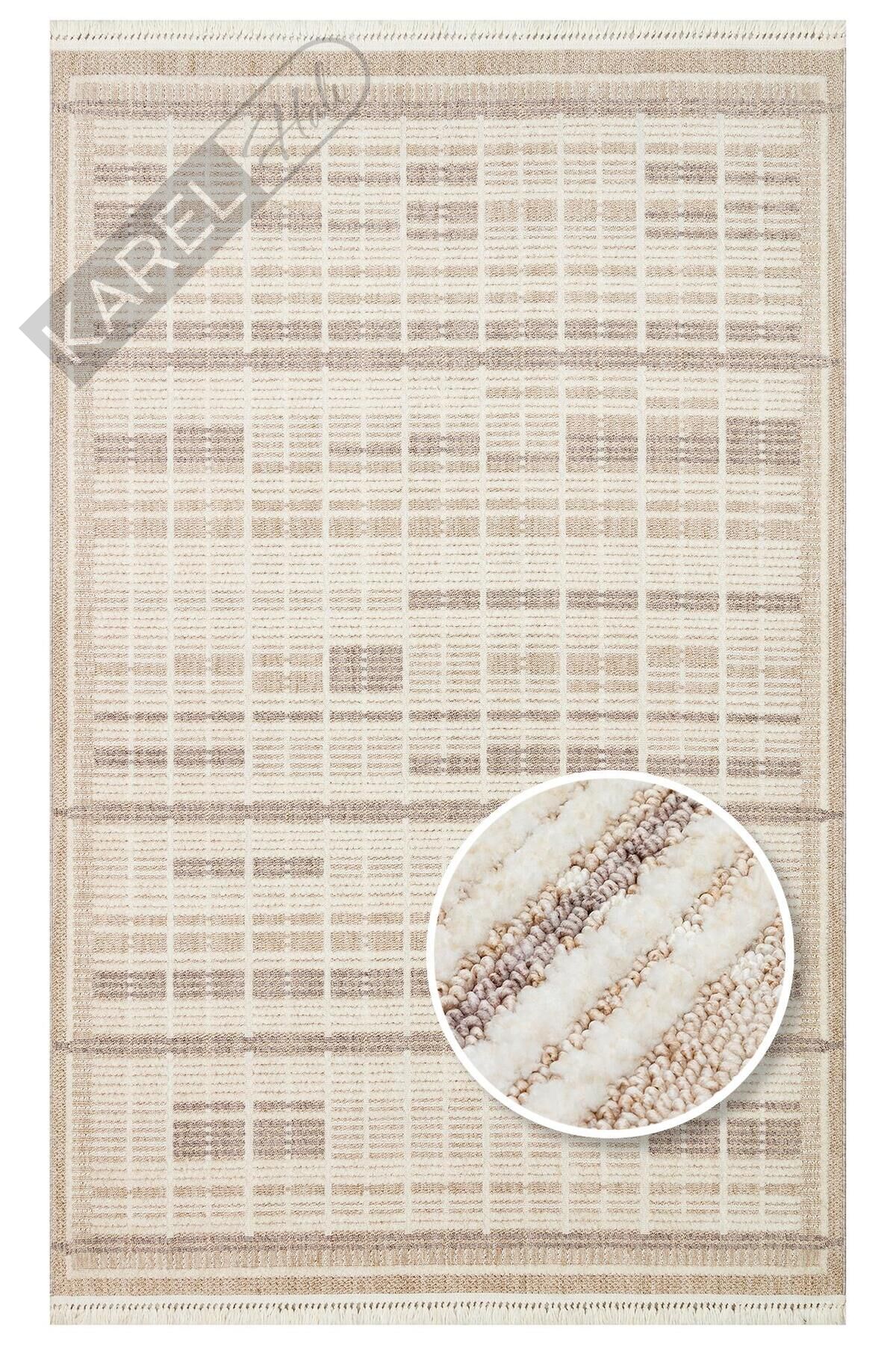 JOY JOY 04 BEIGE GREY  Hav Toz Vermeyen Yumuşak dokulu Modern Makine Halısı