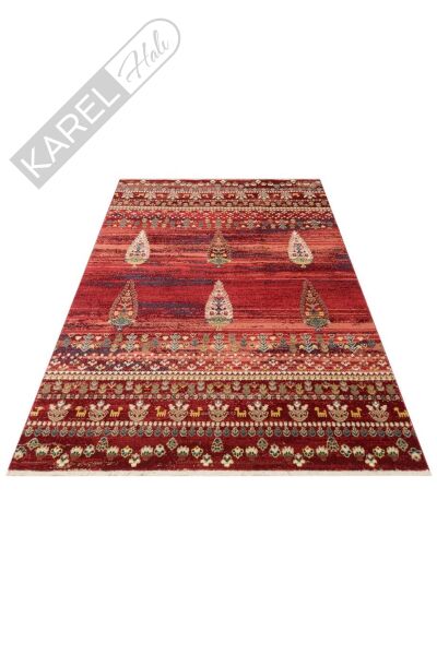 KYBELE KYB 02 RED Sıcak Renk Tonlu Otantik Makine Halısı