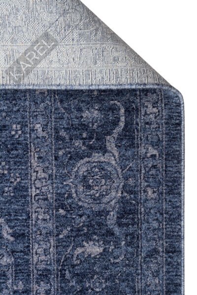 Shiraz SHR03 Navy Vintage Eskitme Desenli Modern Yumuşak Dokulu Makine Halısı